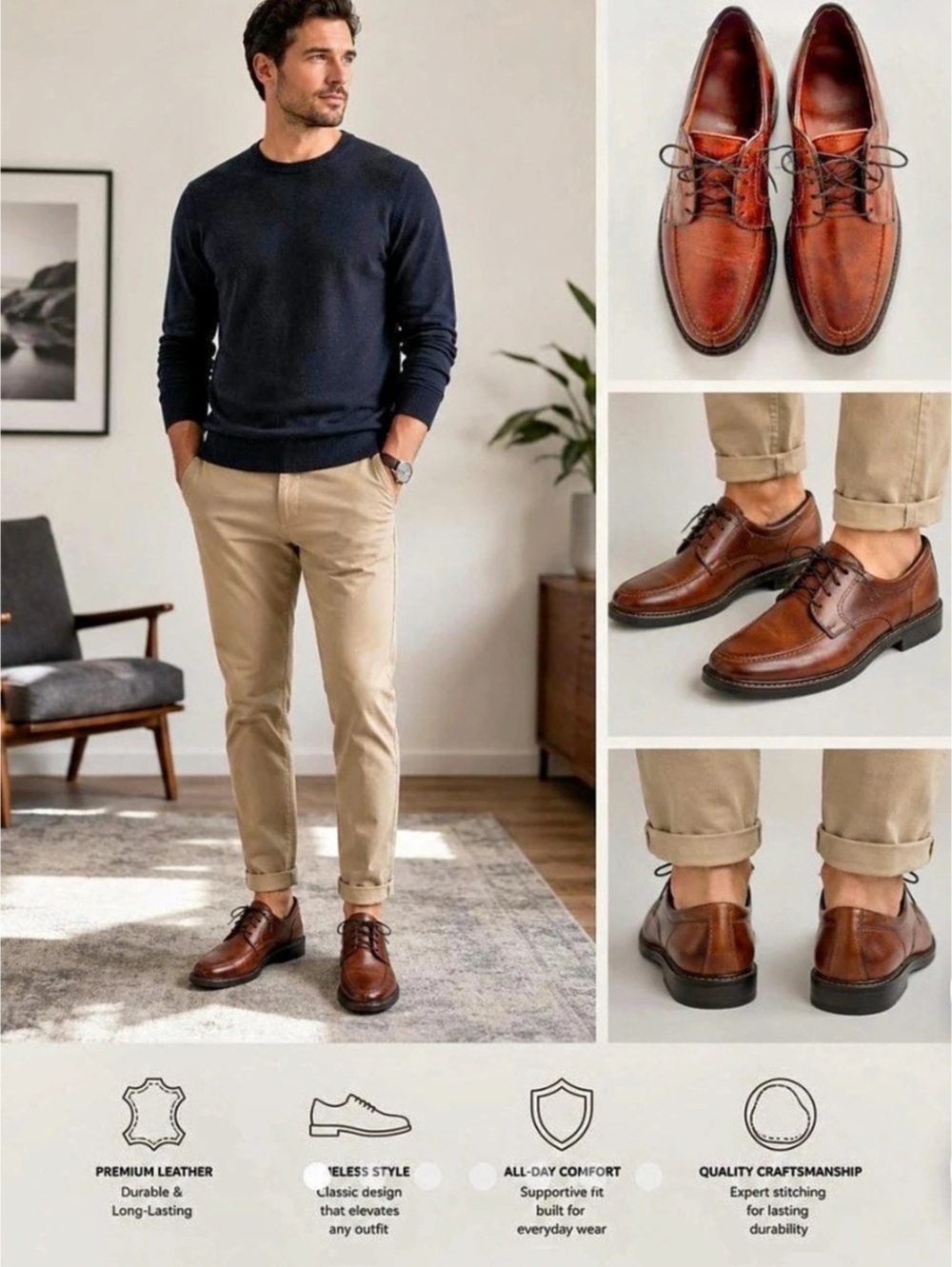 Allen Edmonds Men's Brown Lace-Up Oxfords Like New